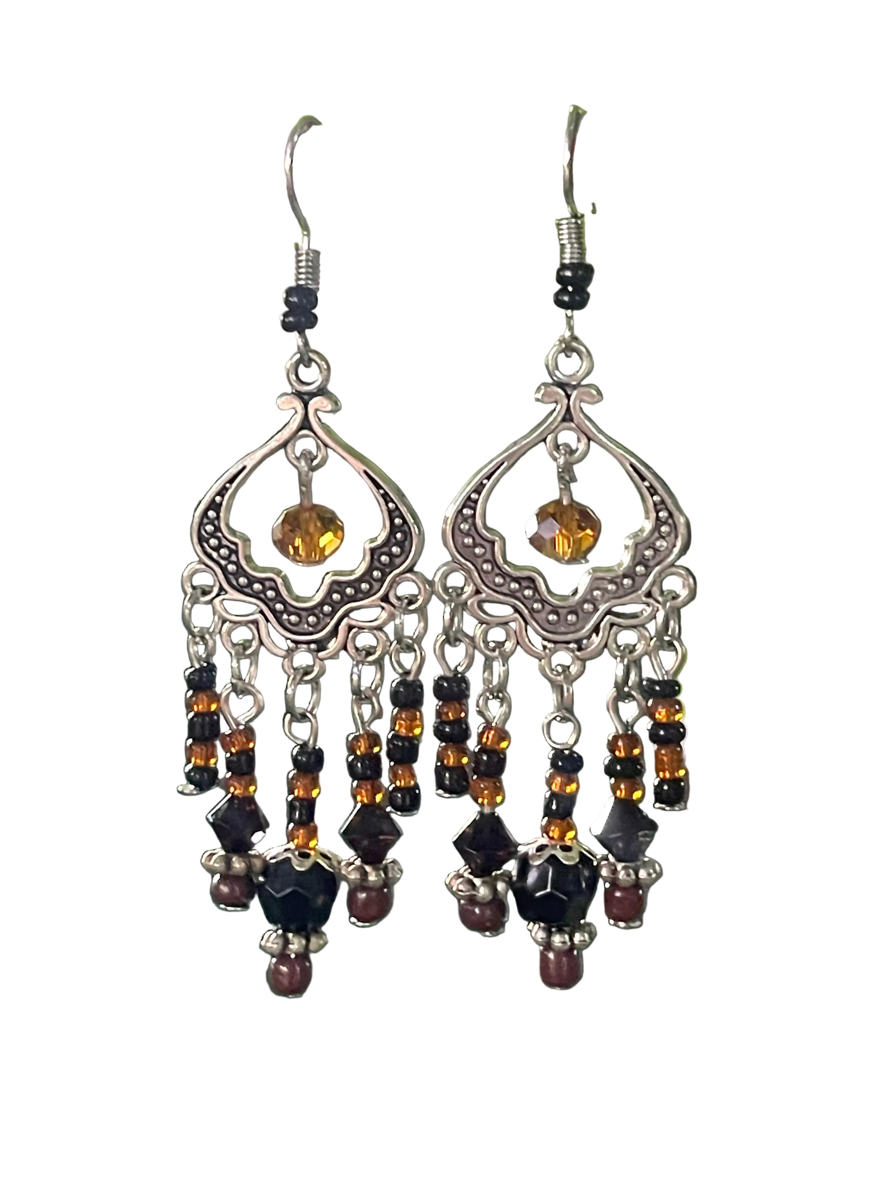 Ember Veil — Filigree Chandelier Earrings