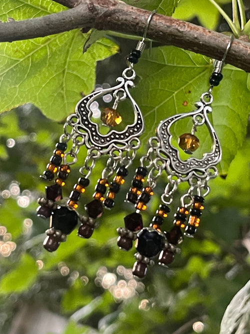 Ember Veil — Filigree Chandelier Earrings