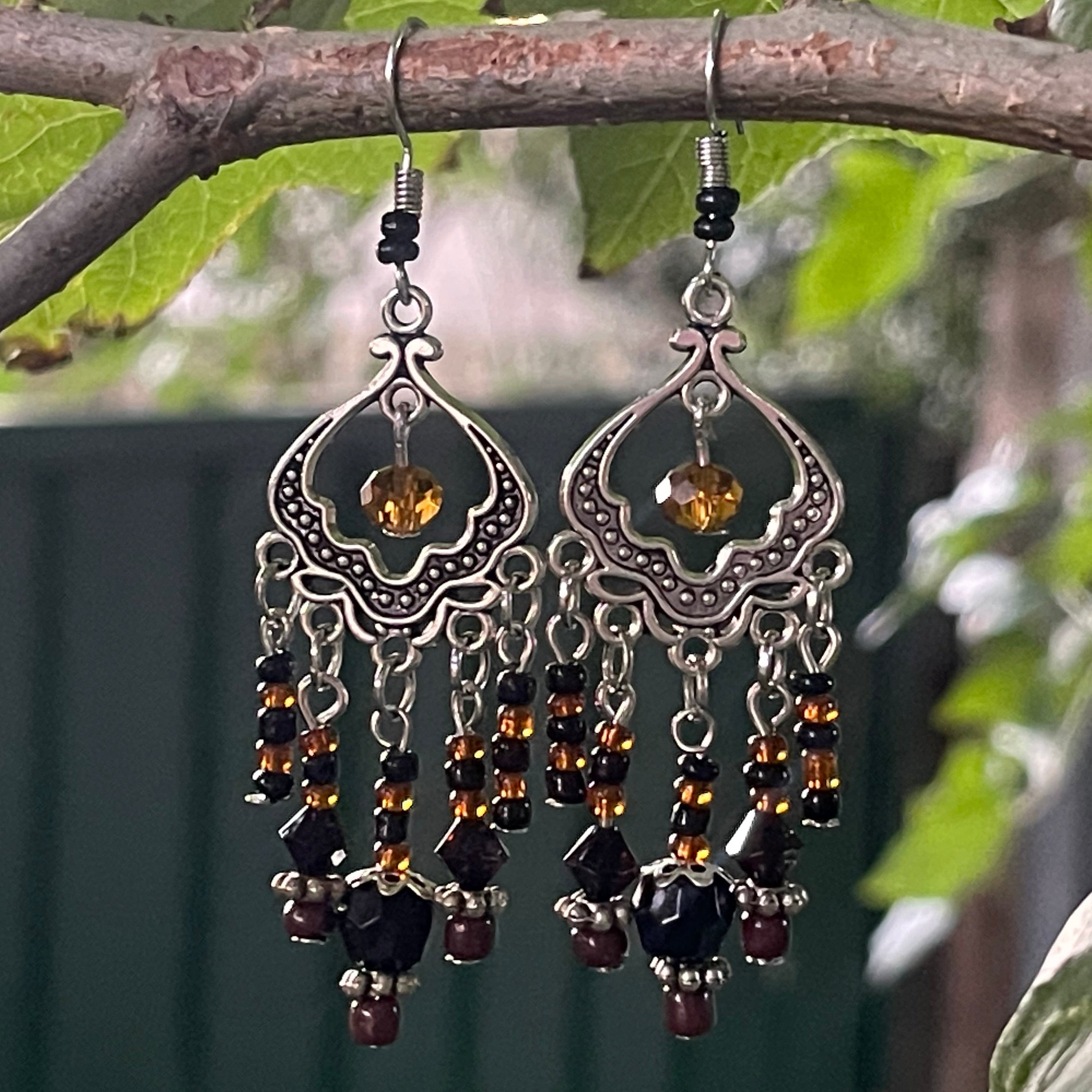 Ember Veil — Filigree Chandelier Earrings