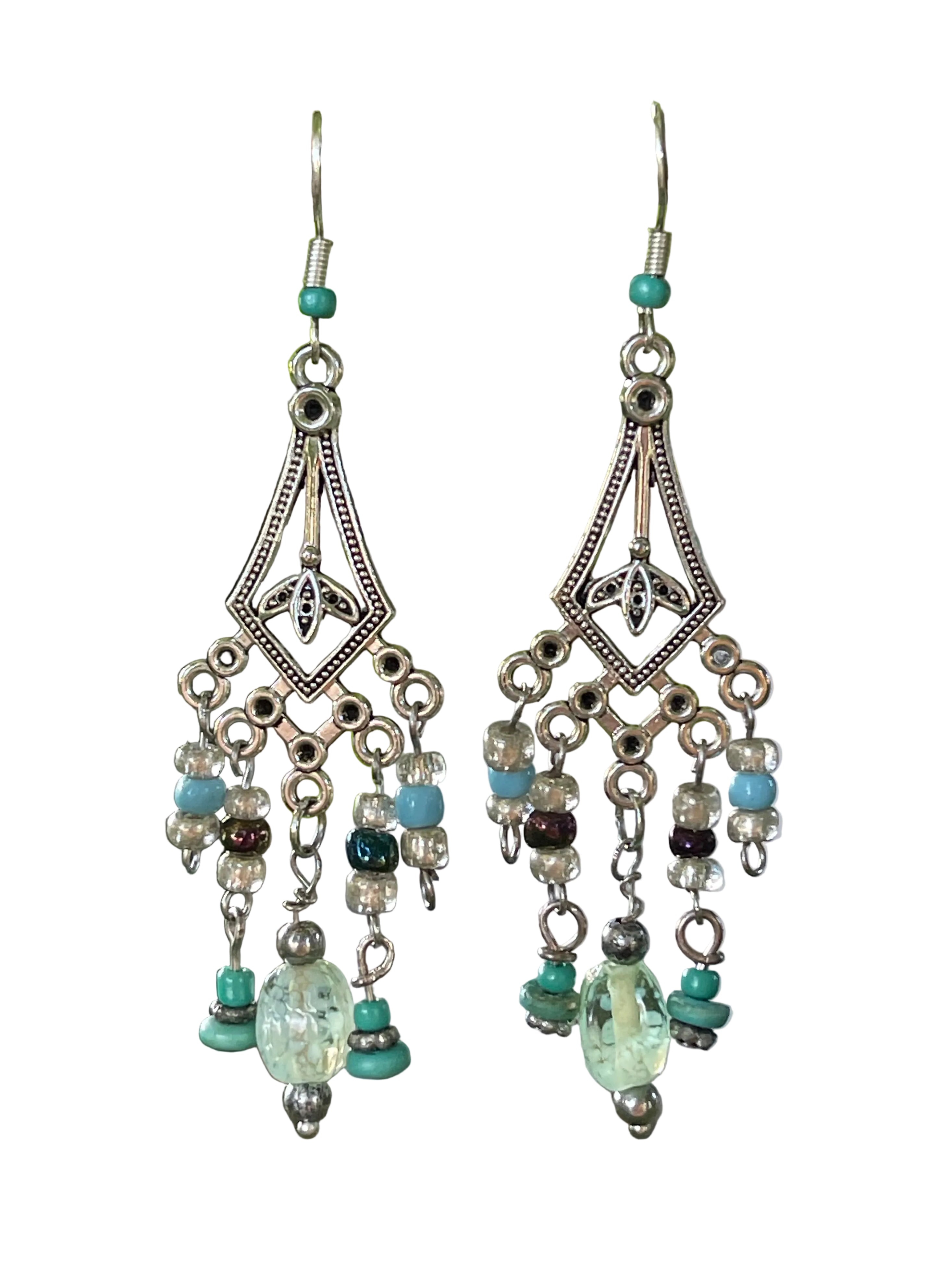 Cerulean Drift - Filigree drop Earrings
