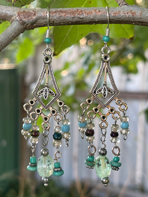 Cerulean Drift - Filigree drop Earrings